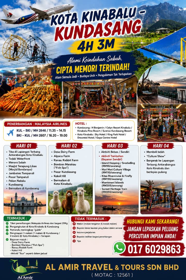 Poster Pakej Kota Kinabalu Kundasang 4H3M