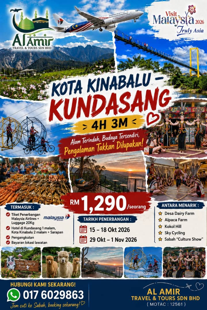 Poster Pakej Kota Kinabalu Kundasang RM1290